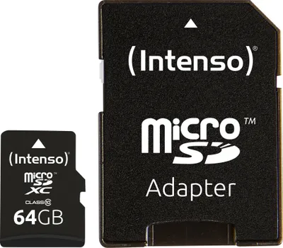 Immagine prodotto di Intenso - Scheda di memoria flash (adattatore da microSDXC a SD incluso) - 64 GB - Classe 10 - microSDXC