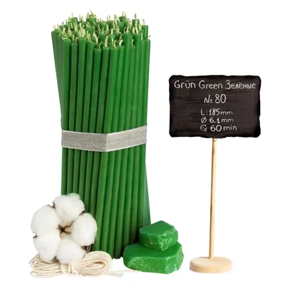 Zdjęcie produktu dla Kościelne zielone świece z wosku pszczelego № 80 100 szt
