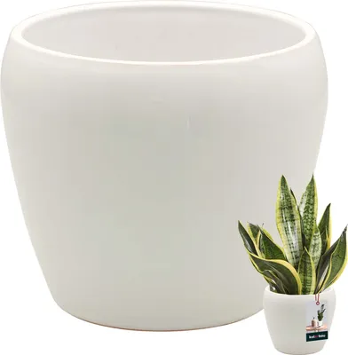 Obrázek produktu pro KOTARBAU® Květináč bílý vnitřní kulatý ⌀ 13,5 cm V: 14 cm glazovaný keramický květináč vnitřní květináč keramický květináč vnitřní květináč orchidejí keramický květináč velký květináč
