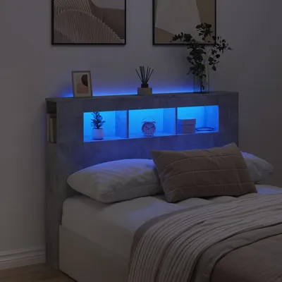 Produktbild von Cloris Designermöbel LED-Kopfteil Betongrau 140x18,5x103,5 cm Holzwerkstoff 2024 Neu