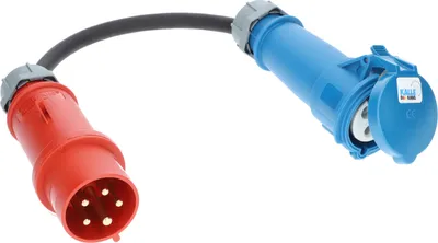 Produktbild von KALLE DAS KABEL CEE Adapterkabel 0,5 Meter H07RN-F 3G 4,0 mm² 400V 32A auf CEE 230V 32A Schutzart IP44 Adapterleitung Verlängerung Stromkabel Starkstrom Kraftstrom