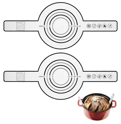 Produktbild von 2-teilige Silikon-Backmatte für Brot, wiederverwendbare Backmatte, Silikon-Backmatte für Aufläufe, wiederverwendbare Silikon-Backmatte mit langen Griffen, für Brotformen, Backöfen, Teig, leicht zu reinigen