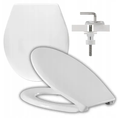 Produktbild von WC Sitz - Toilettensitz - Weiß - 38 Cm X 32,5 Cm - Antibakteriell - Duroplast - Toilettendeckel