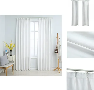 Produktbild von vidaXL Verdunkelungsvorhänge mit Haken 2 Stk. Grauweiß 140x175 cm - Vorhänge & Gardinen