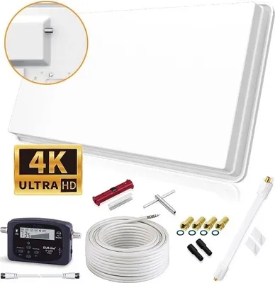 Produktbild von SELFSAT H30D1+ SET - Single Flachantenne Full HD 4K UHD für einen Teilnehmer inkl. Fensterhalterung + SAT-Finder + Fensterdurchführung + F-Stecker + Wetterschutztüllen