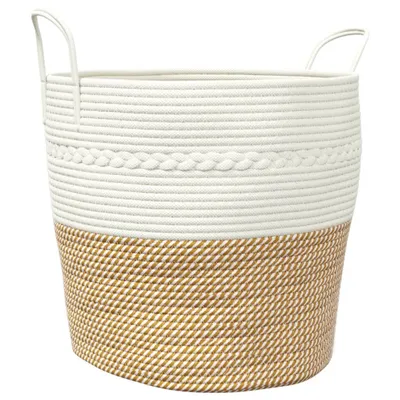 Obrázok produktu pre vidaXL Úložný kôš hnedý a biely Ø43x38 cm bavlna