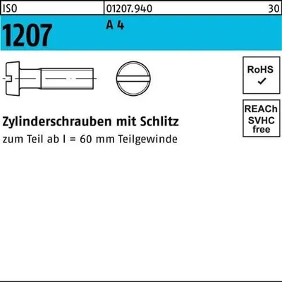 Produktbild von Reyher  Zylinderschrauben ISO 1207 A 4 M 3,5 x 8 A 4 (200 Stück)