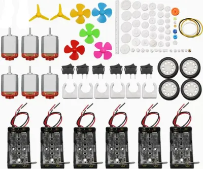 Produktbild von 6 Sets Gleichstrommotor-Kit, 130 Mikro-Gleichstrommotoren 1,5 V – 3 V, 15.000 – 16.500 U/min + 6 Stück AA-Batteriehalter + Mini-Bootsschalter + Kabel