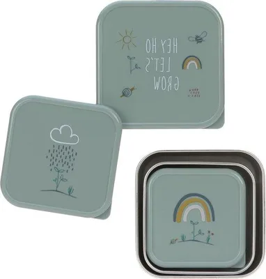 Produktbild von Famanu Snackbox Set 3-teilig Edelstahl - Garden Explorer - kindgerecht und spülmaschinenfest