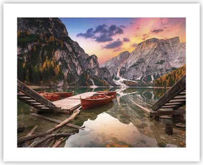 Produktbild von Poster - Poster ohne Rahmen - Boote Berge See - 50x40 cm - Wand Bild - Wanddeko - Wandbilder - Kunstposter - Wandposter - Bilder - Kunstdruck - Wanddekoration - Wandbild - P2XAA50x40-4638