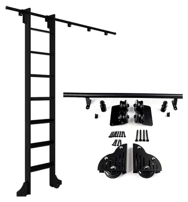 Produktbild von Rollleiter-Hardware-Set, 3,3ft-20ft mobile Schiebelibrary-Leiter-Schienen für Zuhause/Loft, Schiebetür-Hardware (Leiter nicht enthalten)