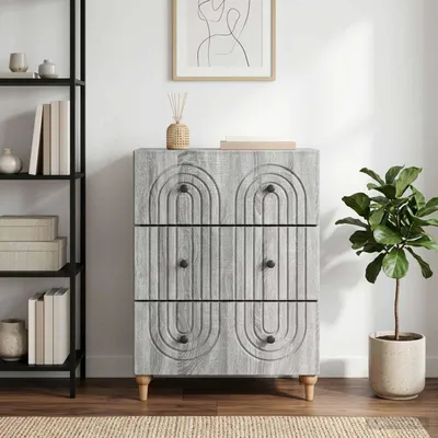 Image de vidaXL Commode Sonoma grise 66 x 34,5 x 90 cm en aggloméré