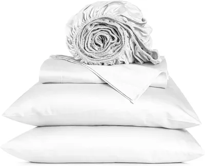 Productafbeelding van 100% Katoen Queen Lakenset (4 stuk), 800 draadtelling, zacht en glad luxe satijnweefsel, lange katoenen lakens voor queensize bed