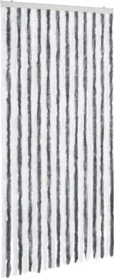 Image de vidaXL Rideau anti-insectes gris et blanc 100x220 cm chenille