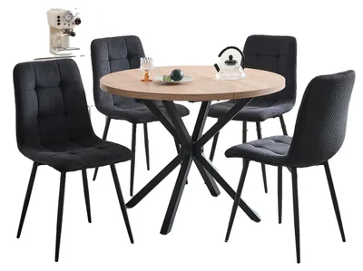 Obrázek produktu pro Sada k jídelnímu stolu, kulatý design, moderní minimalistický styl, černá sada