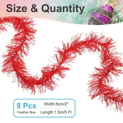 Produktbild von 5Ft Federboa, 8 Stš¹ck Kš¹nstliche Flauschige Federboas Partydekorationen fš¹r DIY-Bastelarbeiten, Hochzeitskostš¹me, Weihnachten, Konzerte, Halloween, Wohnkultur, Rot