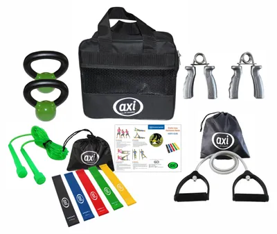 Image de Ensemble complet de fitness avec bandes de résistance et kettlebells