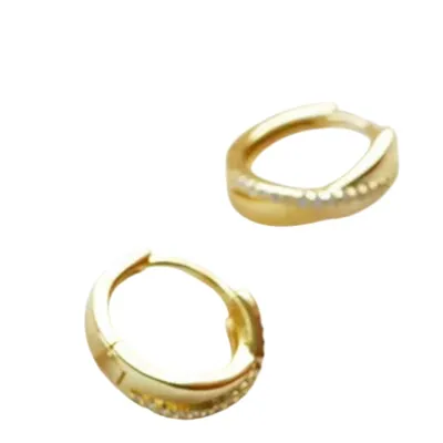 Produktbild von kleine mini Creolen Ohrringe Zirkonia Mädchen vergoldet Ø 13 mm GESCHENKIDEE, Sterling Silber 925, inklusive Geschenkschachtel