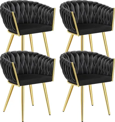 Produktbild von tectake® Set Esszimmerstuhl Astano gepolstert, mit Samtbezug, Knotendesign 60,5 x 55 x 75 cm