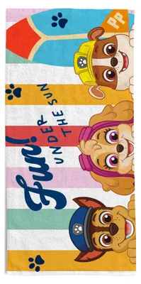 Zdjęcie produktu dla Ręcznik plażowy Paw Patrol, 70 x 140 cm, idealny na plażę lub basen, wykonany w 100% z bawełny
