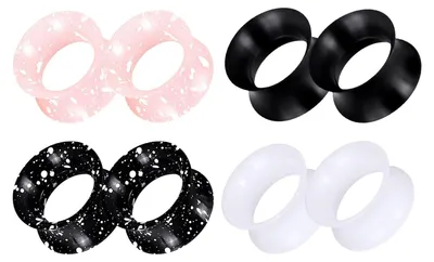 Imagen del producto de Túneles para piercing, silicona, 4 pares, 6-25 mm, joyería flexible para estirar el lóbulo de la oreja