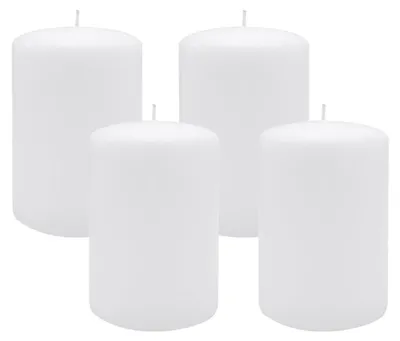 Produktbild von Flachkopf-Stumpenkerzen Weiß 80 x Ø 60 mm, 4 Stück