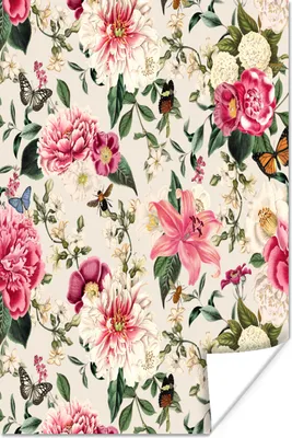 Produktbild von MuchoWow® Poster Blumen - Lilie - Insekten 120x180 cm - Kunstposter