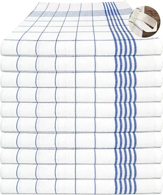 Imagen del producto de Toallas de cocina 100% algodón, juego de 10 unidades, 50 x 70 cm, a cuadros azules y blancos, para la cocina