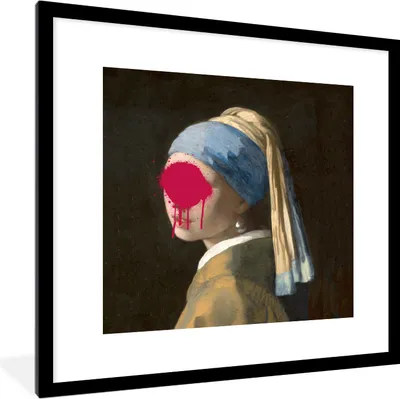 Produktbild von MuchoWow® MuchoWow® Gerahmtes Poster Mädchen mit Perlenohrring - Vermeer - Kunst 40x40 cm - Poster mit zchwarzem Bilderrahmen - Poster - Plakat im Rahmen