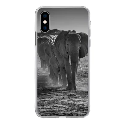 Produktbild von MuchoWow® Handyhülle Schutzhülle Hülle für iPhone X Elefant - Einfarbig - Tiere - Schwarz - Weiß Silikon Softcase Handy Hülle - Handyhülle