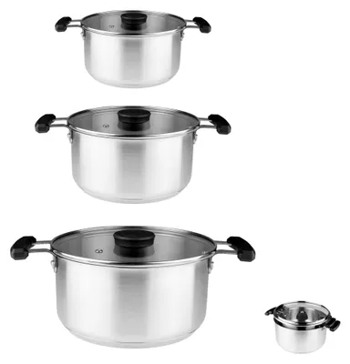 Kochtopf-Set 3-tlg. Edelstahl 18/10, 16/20/24 cm, Induktion