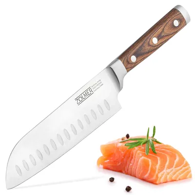 Santoku-Messer, 11 cm, rostfreier Stahl, Pakkaholz-Griff