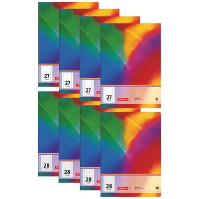 Produktbild von BRUNNEN Schulheft-Set DIN A4 | 8er Pack | 4x Lineatur 27 (liniert) & 4x Lineatur 28 (kariert) | Jeweils 16 Blatt | Mit Doppelrand