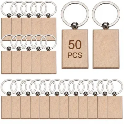 Produktbild von Holzschlüsselhaken weiß 2,08 x 1,26 Zoll gravierter Schlüssel für Selbstbau-Set 50