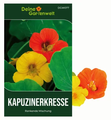 Produktbild von Kapuzinerkresse Rankende Mischung Samen - Tropaeolum majus - Kapuzinerkressesamen - Blumensamen - Saatgut für 15 Pflanzen