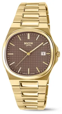 Productafbeelding van Boccia 3657-06 herenhorloge, titanium, met saffierglas, goudkleurig/bruin