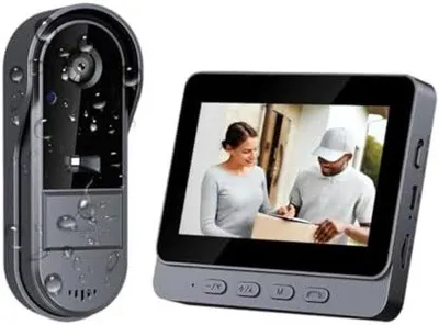 Produktbild von Drahtlose Videotürklingel mit Monitor Nachtsicht wetterfest