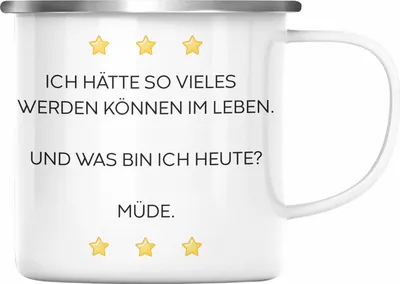 Produktbild von Trendation - Lustige Emaille Tasse mit Spruch für Frauen Männer Arbeit Büro Lustig Emaille Tassen Becher mit Sprüchen Kollegin Geschenk Sarkasmus Müde Montag (Silber)