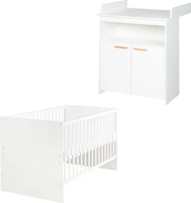 Produktbild von roba Kinderzimmerset 'Anton' inkl. Baby-/Kinderbett 70 x 140 cm und Wickelkommode in weiß