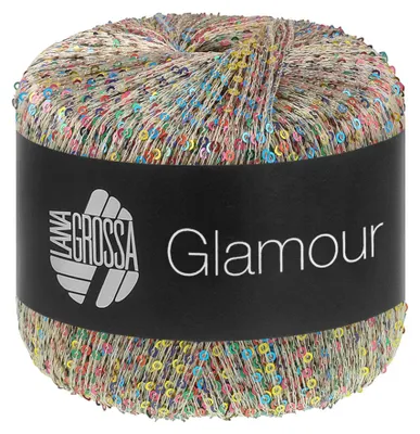 Produktbild von Lana Grossa GLAMOUR 25 g Beilaufgarn mit Pailletten für funkelnde Akzente 115 m Farbe 101 - Natur
