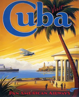 Produktbild von Vintage Tourstische Poster Cuba -  - Wanddeko, Canvas cm. 50x60