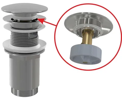 Produktbild von Alcadrain Ablaufventil für Waschbecken CLICK/CLACK 5/4" Ganzmetal mit Überlauf, großer Stopfen