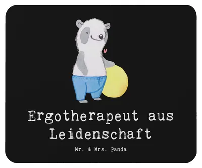 Produktbild von Mr. & Mrs. Panda Mauspad Ergotherapeut Leidenschaft - Schwarz - Geschenk, Ausbildung, pc, Mouse Pad, mausunterlage, Spruch, Lustig, Mousepad