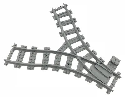 Produktbild von Trixbrix Y-Weiche R40 – Schienen kompatibel mit LEGO® City Eisenbahn und Zug, Zubehör für Klemmbausteine