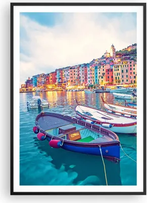 Produktbild von Gerahmtes Poster - Schwarzer Rahmen - Porto Boote die Farben - 70x100 cm - Wand Bild - Wanddeko - Wandbilder - Kunstposter - Wandposter - Bilderrahmen - Bilder - Kunstdruck - P2BPA70x100-4395