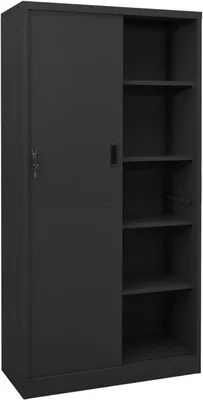 Image de Armoire de bureau avec porte coulissante, classeur métallique, armoire de rangement, armoire en acier, armoire de stockage, meuble de bureau, anthracite, 90x40x180 cm, acier