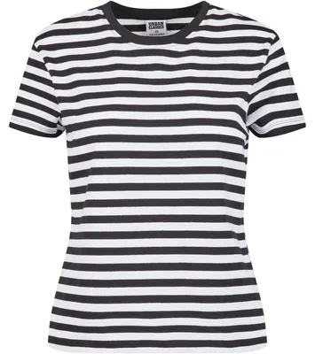 Zdjęcie produktu dla Damska koszulka Urban Classics Regular Striped Tee, biało-czarna - rozmiar XL