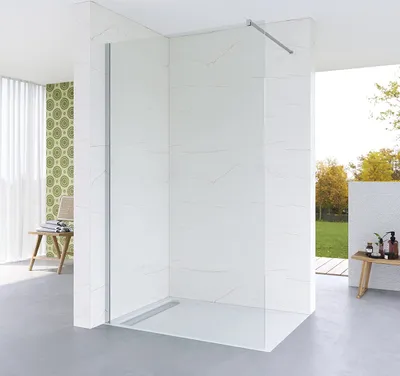 Produktbild von AQUABATOS 100 x 200 cm Walk-In Dusche mit Stabilisator aus ESG-Sicherheitsglas 8mm Nano Beschichtung Duschwand für Badezimmer Duschkabine Glas Seitenwand