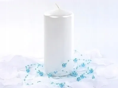 Produktbild von Party Deco Metallisierte Perlmutt Kerze Weiß