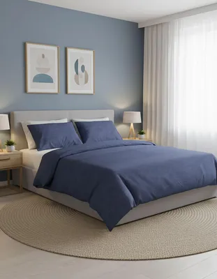 Produktbild von L'Essentiel Linge de Maison, Hochwertiges Ranforce Bettwäsche-Set (2-teilig), Blau, 200 x 200 cm | 100% Baumwolle, maschinenwaschbar bei 40 °C, mit Knopfverschluss | Elegantes Design für Ihr Schlafzimmer.